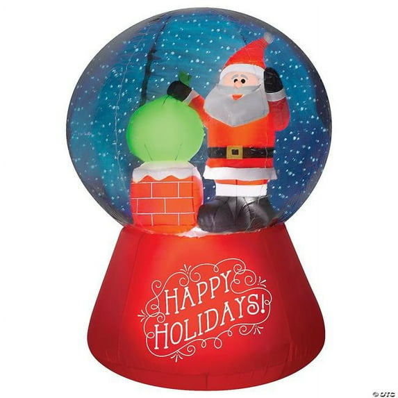 66 in. Projection Airblown Snow Globe Santa on Rooftop Scene in Snowflurry Inflatable Christmas Outdoor Yard Decor
