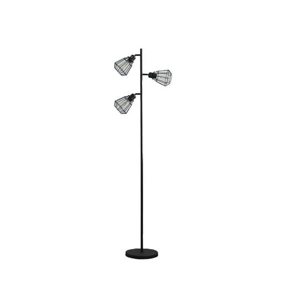 66 in. Three Light Tree Floor Lamp Set, Black
