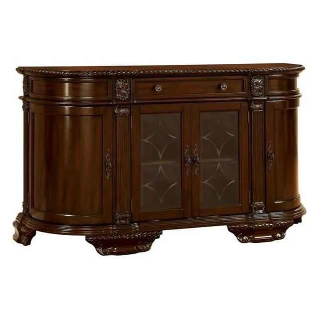 66 in. Traditional Buffet Server, Glass Side Brown