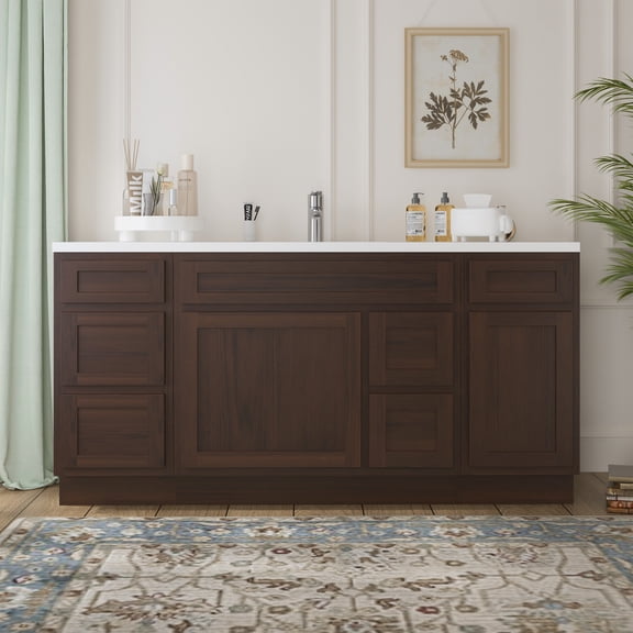 66 in. W x 21 in. D x 32.5 in. H Bath Vanity Cabinet without Top in Brown