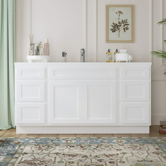 66 in. W x 21 in. D x 32.5 in. H Bath Vanity Cabinet without Top in White