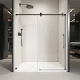 thumbnail image 1 of 66 in. W x 76 in. H Single Sliding Frameless Shower Enclosure With Clear Glass in Matte Black, 1 of 6