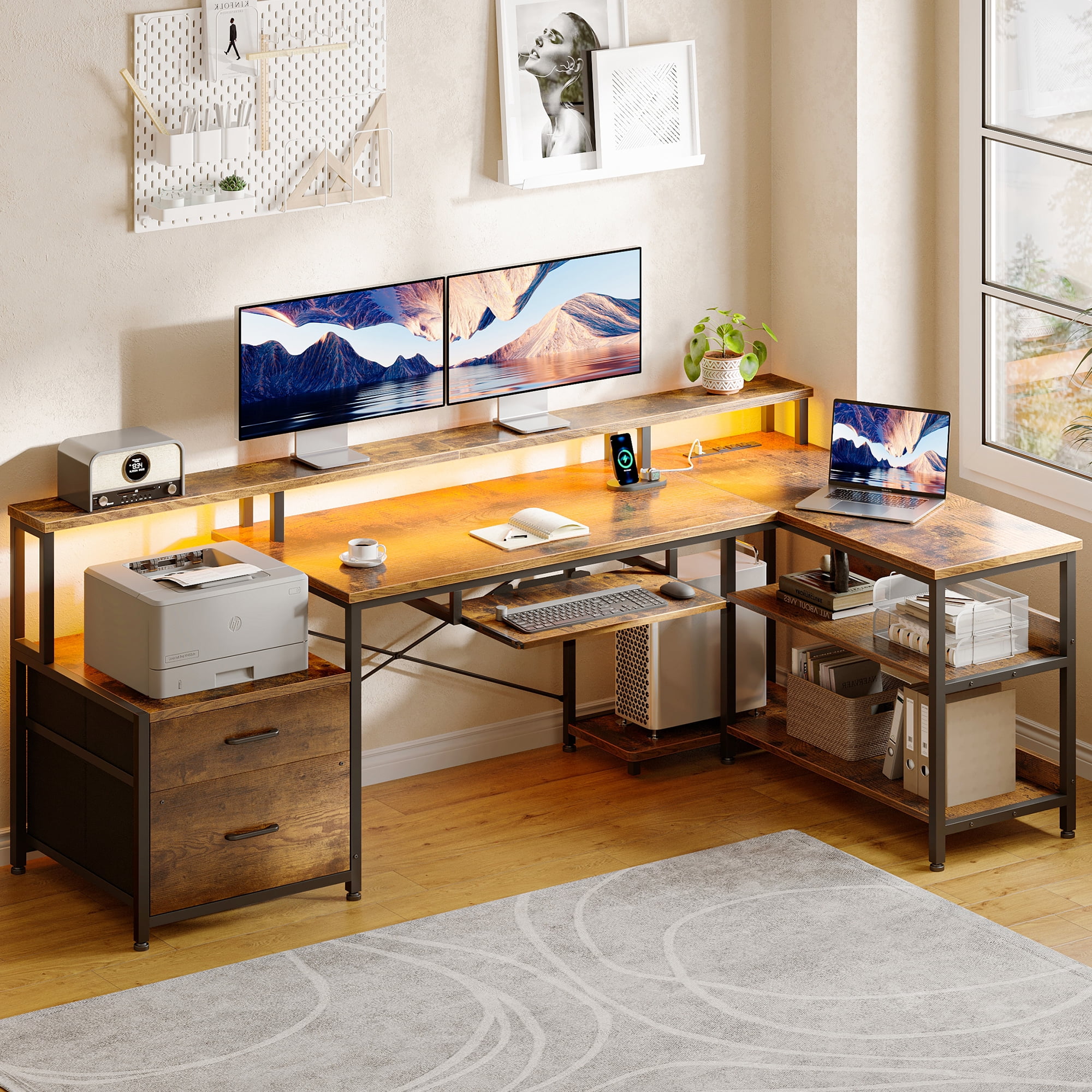 Dextrus 59 inch L-Shaped Desk with Power Outlet & USB Ports Dextrus 59 inch L-Shaped Desk with Power Outlet & USB Ports