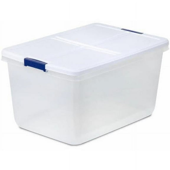 66 qt. Latch Bin, White & Blue