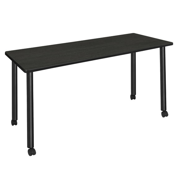 66" x 24" Kee Mobile Training Table- Ash Grey/ Black