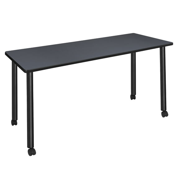 66" x 24" Kee Mobile Training Wood Table- Grey/ Black