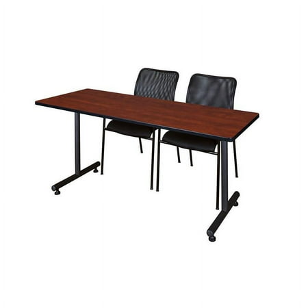 66" x 24" Kobe Training Table- Cherry & 2 Mario Stack Chairs- Black