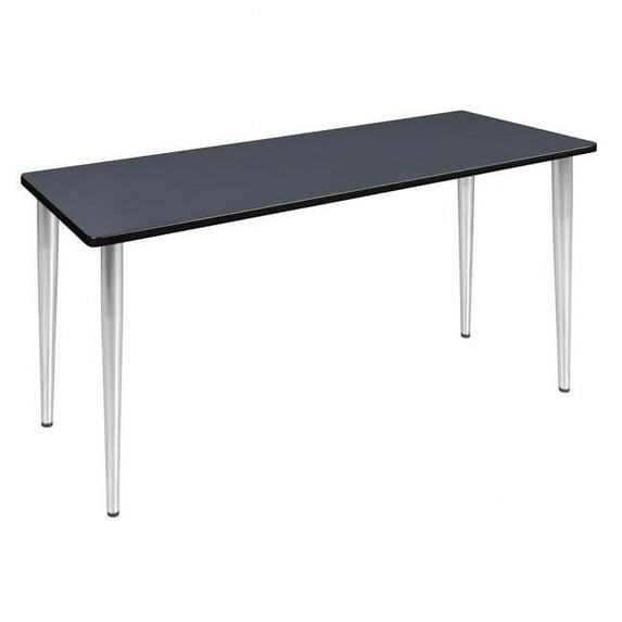 66 x 24 in. Kahlo Tapered Leg Table, Grey & Chrome