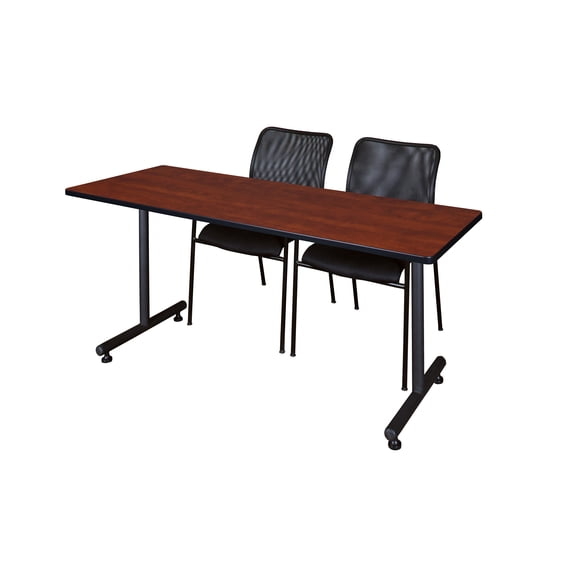 66" x 30" Kobe Training Table- Cherry and 2 Mario Stack Chairs