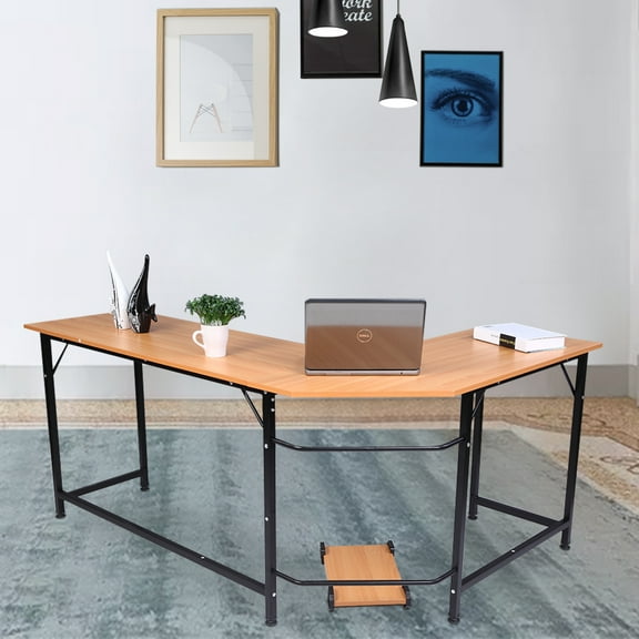 66'' x 47'' x 28'' L-Shaped Computer Desk, 2-Piece Corner Desk Modern Design PC Laptop Computer Table Study Desk, for Home Office Notebook Desk, Electrostatic Powder Coating Surface, S10625