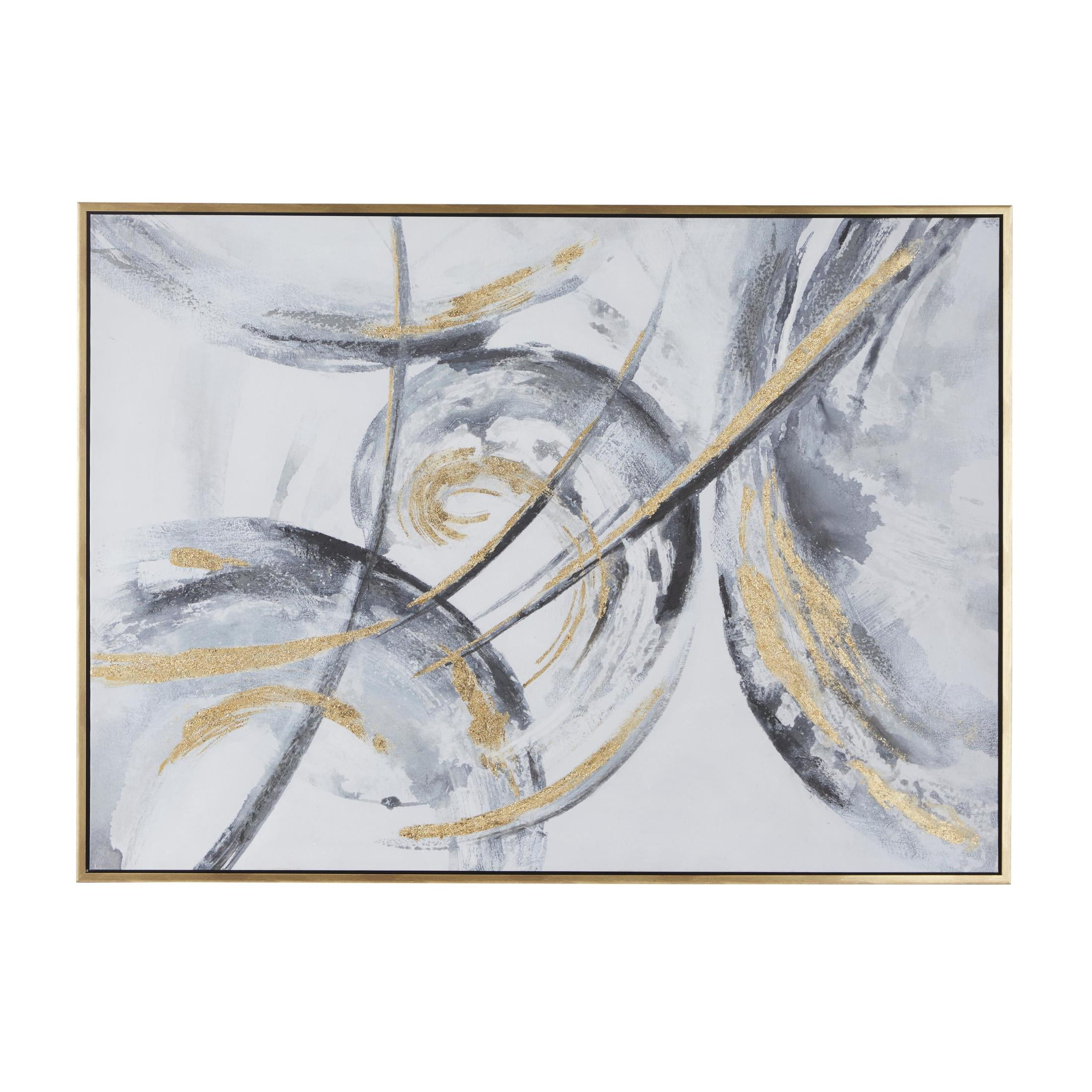 66" x 48" Abstract Framed Wall Art with Gold Frame, by DecMode