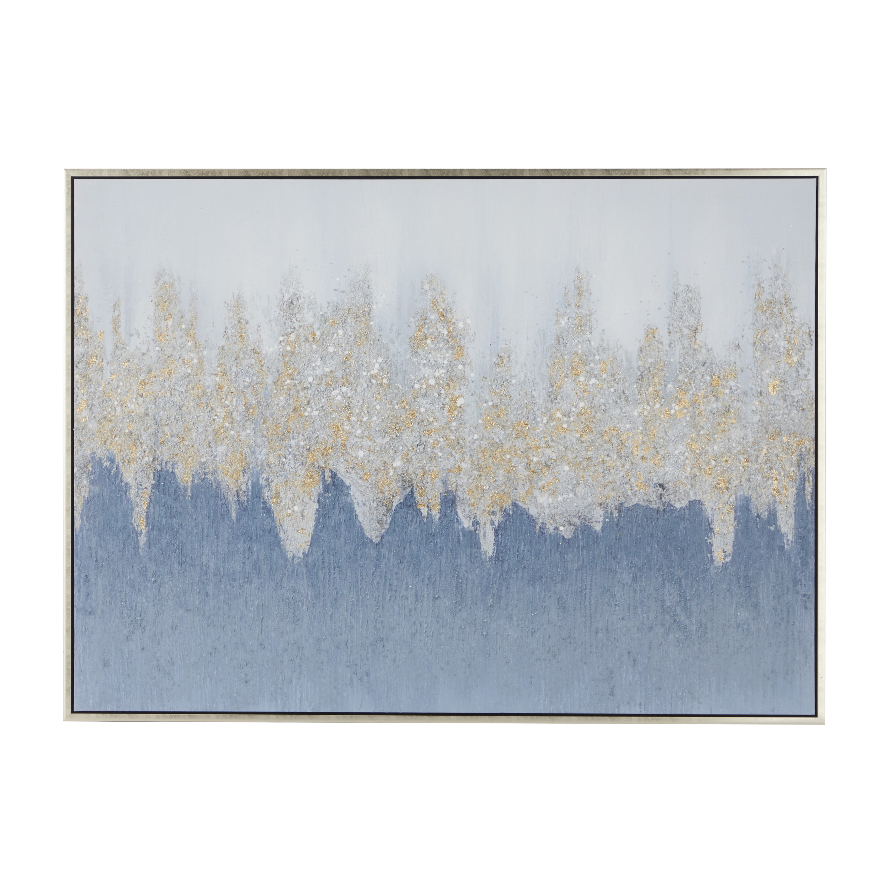 Large Silver Framed Abstract Canvas Wall Art
