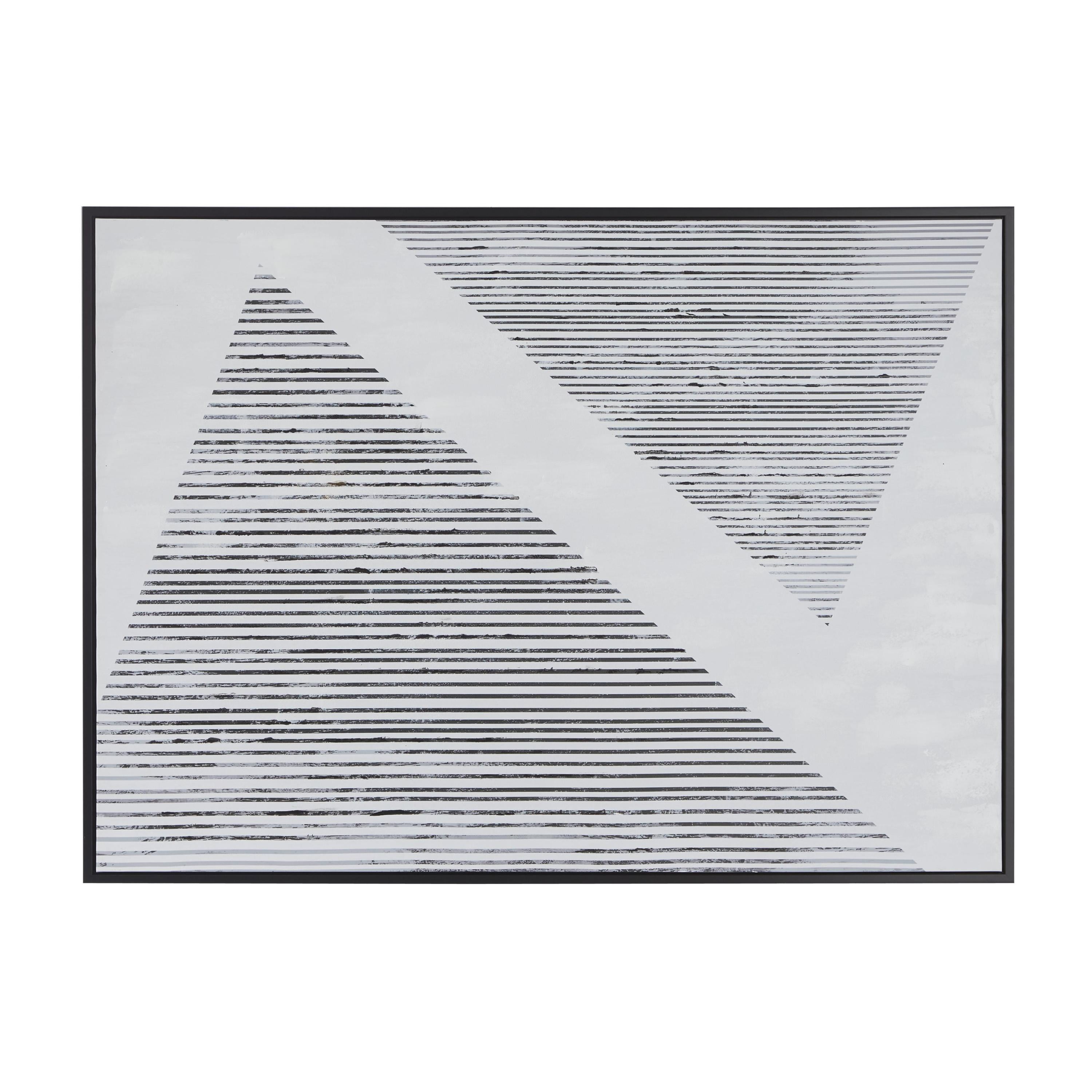 Large Black and White Geometric Abstract Canvas Painting