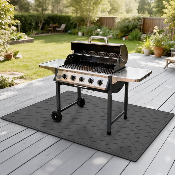 66" x 49" Heavy Duty Grill Mat for Outdoor Grill, BBQ Mats & Under Grill Mat for Patio Deck Protection, Waterproof, Oil-Resistant, Easy-to-Clean Floor Protector