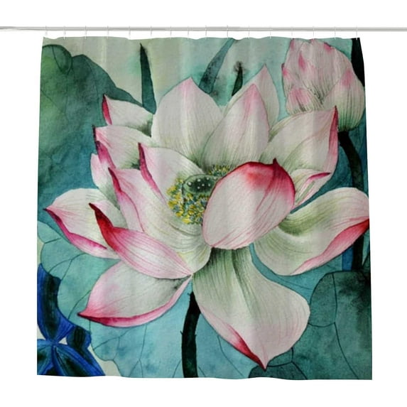 66 x 72 Inches Coolnut Shower Curtain Set with Hooks, Lotus Flower and Seed Pod Polyester Waterproof Bath Curtain for Bathroom Bathtubs Decor