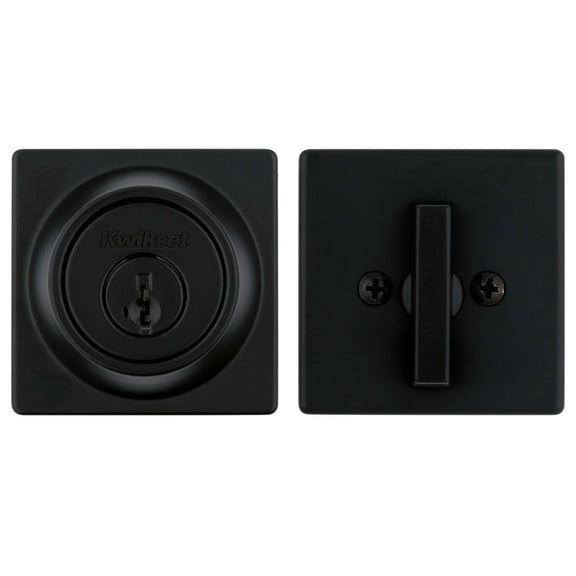 660 Contemporary Square Deadbolt, Keyed One Side, featuring SmartKey Security in Matte Black