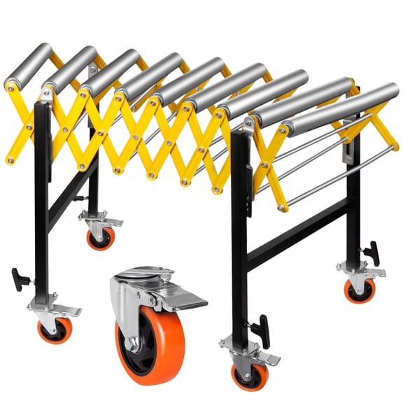 660 LBS Adjustable Conveyor Roller with Wheels, Length 23.6''-50'', Height 30''-50'' Expandable Conveyor Roller, 25'' wide Stainless Steel Roller Conveyor Belt for Warehouse Factory Woodworking Plane