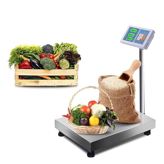 660 LBS Weight Electronic Platform Scale, Computing Digital Floor Scale w/High-Definition LCD Display, KG Switchable, /DC Power Supply, Heavy Duty Postal Scale for Luggage Shipping Packages