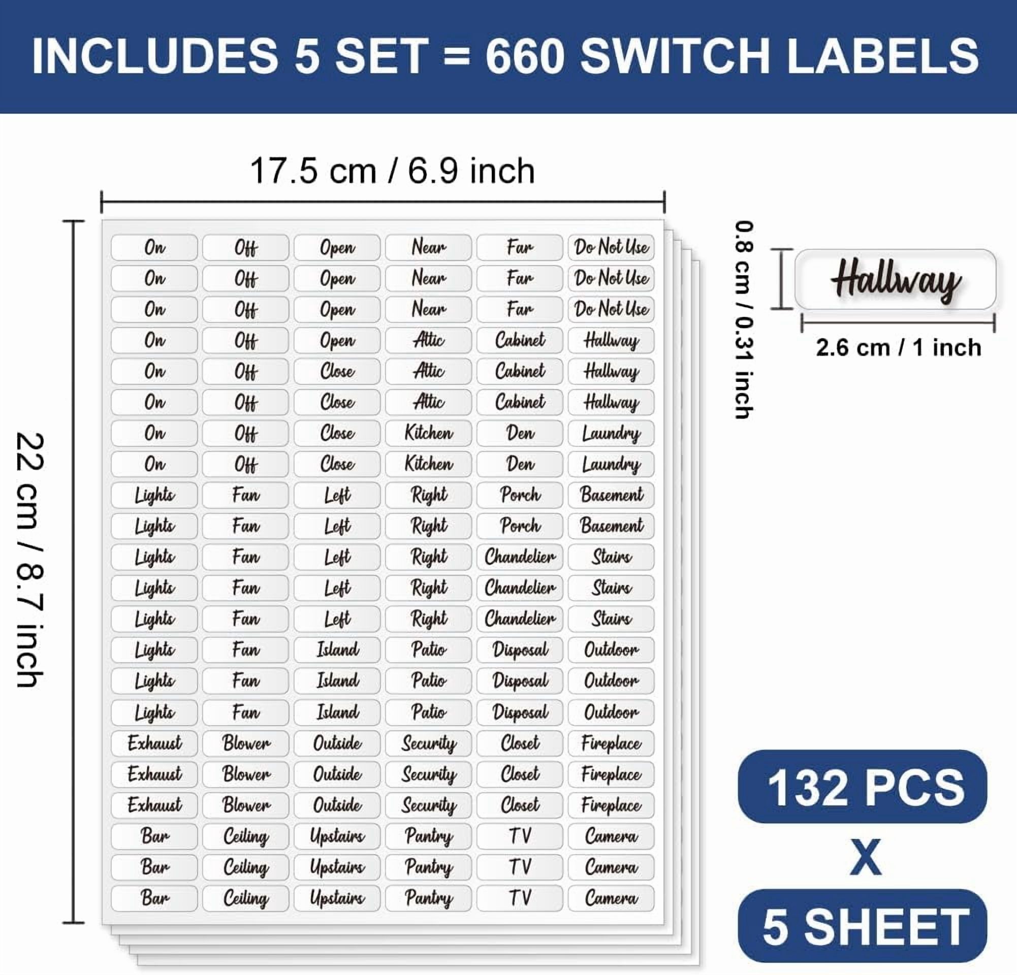660 Pcs Light Switch Sticker Labels 37 Designs Transparent Switch ID ...