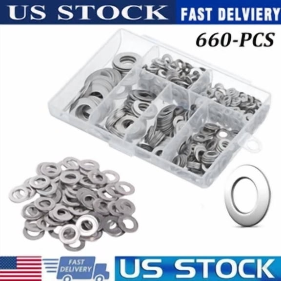 Flat Washer 304 Stainless Steel Washers Assortment Set Value Kit,660 Pieces Set