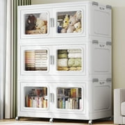 660 Qt Extra Large Stackable Storage Bins with Lid, 165Gal Collapsible Closet Organizer and Storage Drawers with Wheels, Plastic Storage Box for Closet Clothes Organization,White