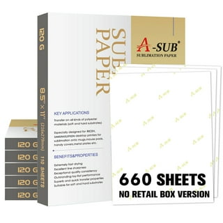 660 Sheets A-sub Sublimation Paper 8.5x11 inch 125gsm No Retail Box Vr. for Inkjet Printer DIY Gifts