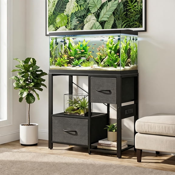 660 lb Heavy Duty Aquarium Stand – 4-Tier Shelves & Power Outlets – Sturdy Metal Frame for 20-37 Gal Fish Tanks, Turtle & Reptile Terrariums