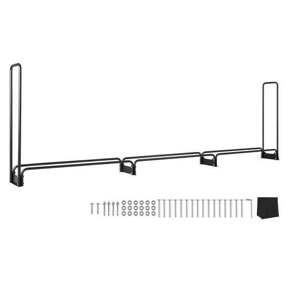 660 lb Load Bearing Outdoor Firewood Rack 150 x 14 x 46 Waterproof Cover Storage Rack, Half Powder Coated, Fireplace Deck Yard Fireproof Wood Rack