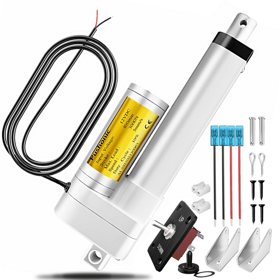 660 lbs/3000N Linear Actuator 4 Stroke 12V Waterproof Heavy Duty Electric Actuator 0.19/s Speed with Mounting Brackets for Automation in Windows Doors and Cars(4'')