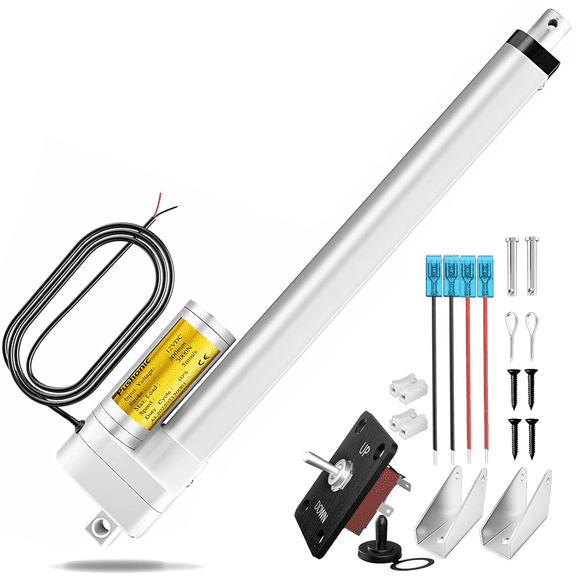 660 lbs/3000N Linear Actuator 8 Stroke 12V Waterproof Heavy Duty Electric Actuator 0.19/s Speed with Mounting Brackets for Automation in Windows Doors and Cars(12'')