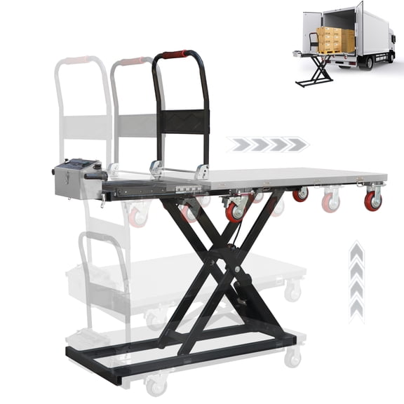 660 lbs Hydraulic Lift Table Cart, Electric Scissor Lift Table with 32" Max Lifting Height, Heavy Duty Flatbed Handcart Trolley for Material Handling & Warehouse