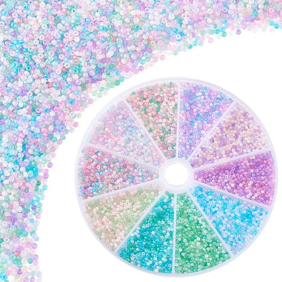 6600pcs 10 Candy Color 2mm Seed Beads 12/0 Frosted Glass Beads Mini Spacer Bead Assorted Bead Set