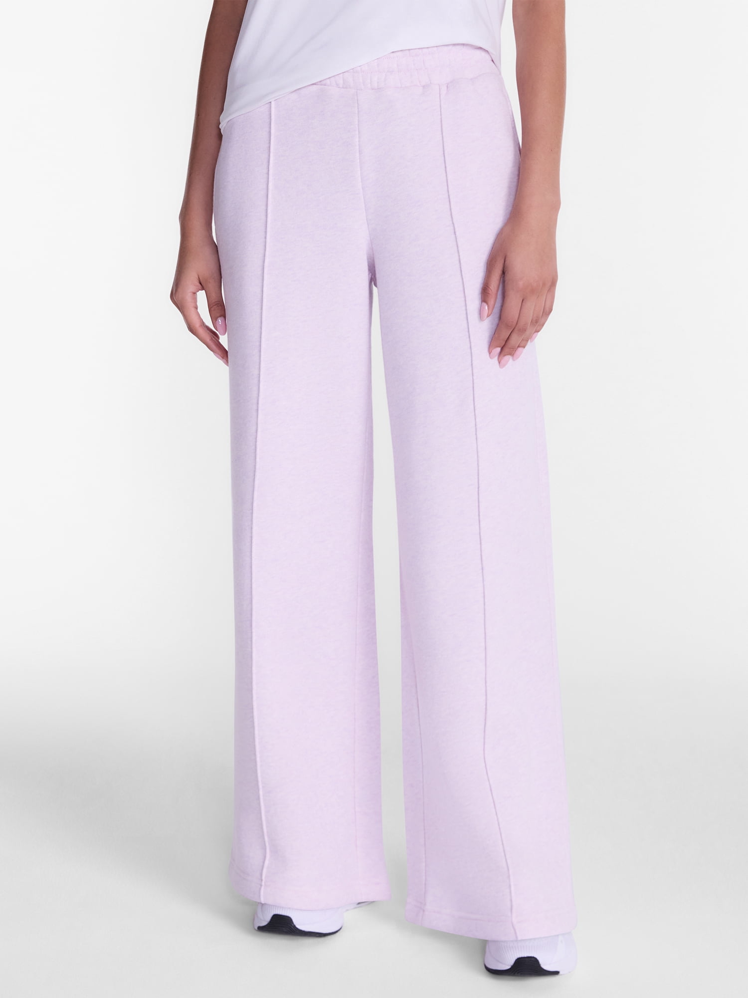 Athletic Works Women's and Women's Plus Pintuck Wide Leg Fleece Pants, 30" Inseam, Sizes XS-4X