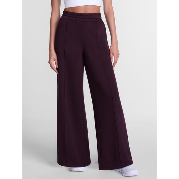 Athletic Works Women's and Women's Plus Pintuck Wide Leg Fleece Pants, 30" Inseam, Sizes XS-4X