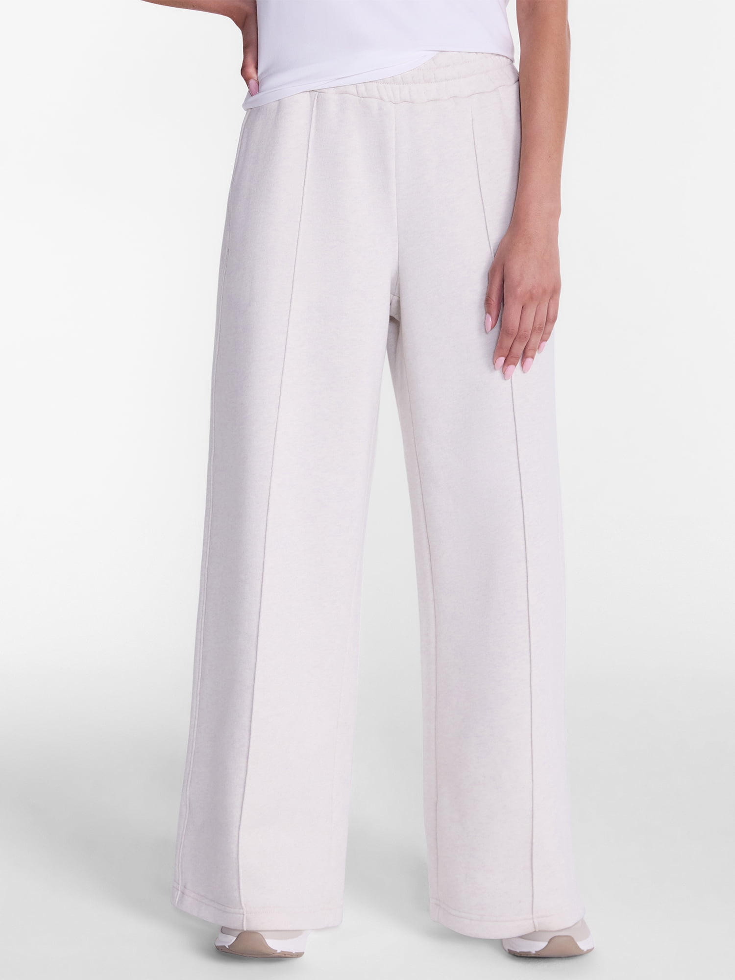 Athletic Works Women's and Women's Plus Pintuck Wide Leg Fleece Pants, 30" Inseam, Sizes XS-4X