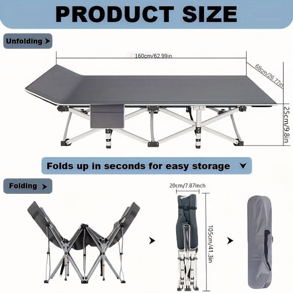 660LB Heavy-Duty Folding Bed - 1200D Oxford & Water-Resistant Design. Portable with Comfort Mat for Beach & Camping Adventures.