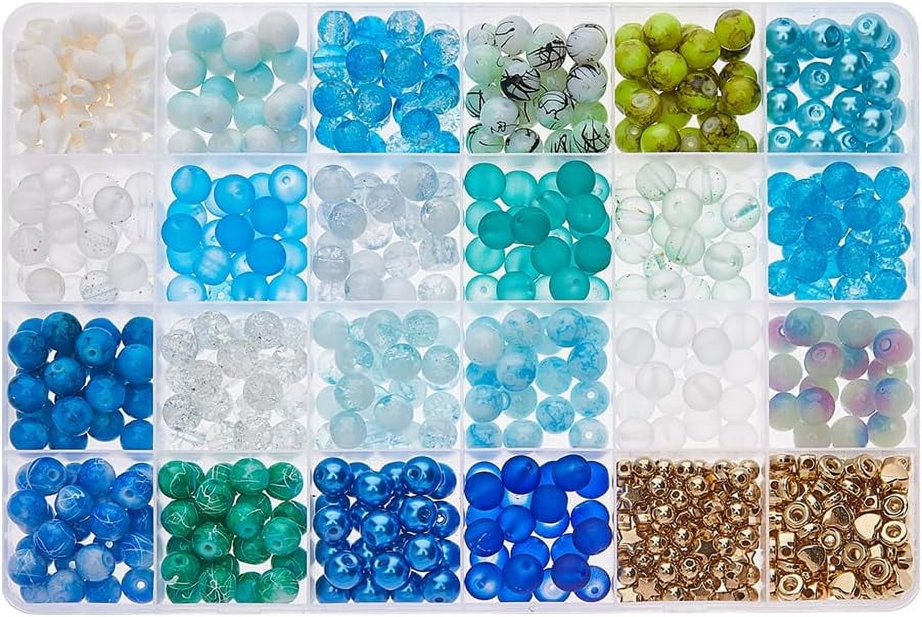 660Pcs 24 Colors Glass Beads Bracelet Beads Beads Blue Spacer Beads Small Loose Beads for Jewelry Making Bracelet Necklace Earring Hole: 0.5-2.2mm