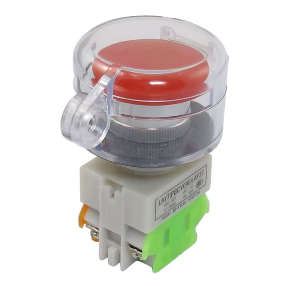 660V 10A 22mm Red Mushroom Momentary Push Button Switch NO/NC w Cover
