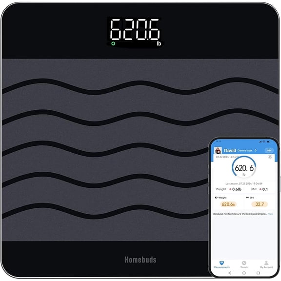 660lb Scale for Body Weight, Precision 0.1lb by Our Professional Scale Factory Since 2001, Smart Digital Weight Scale BMI Via APP, 8mm Non Slip Tempered Glass 12.4 * 12.4in, LED, Black