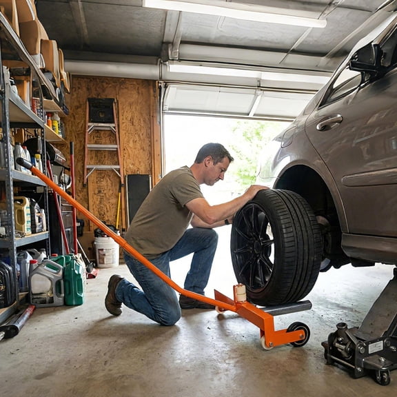 660lbs Adjustable Rolling Tire Wheel Dolly, Heavy-Duty Tire Lift Moving Tool Dolly, Tire Lifting Moving Tool, Tire Lifter for Heavy-Duty Vehicle Maintenance