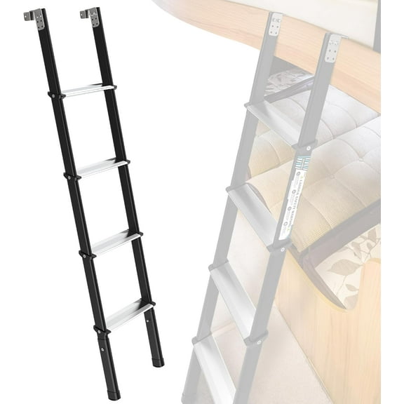 660lbs Heavy-Duty Step Ladder:,8-Level Adjustable Bunk Bed Ladder (59"-65"),Anti-Slip Steel-Aluminum Frame, Fits Campers, Dorms and Kids' Rooms, Compatible with Beds of 57"-63" Height