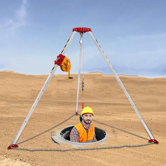 661lbs Confined Space Tripod Kit Aluminium Alloy Rescue Tripod W/ Fall Arrester