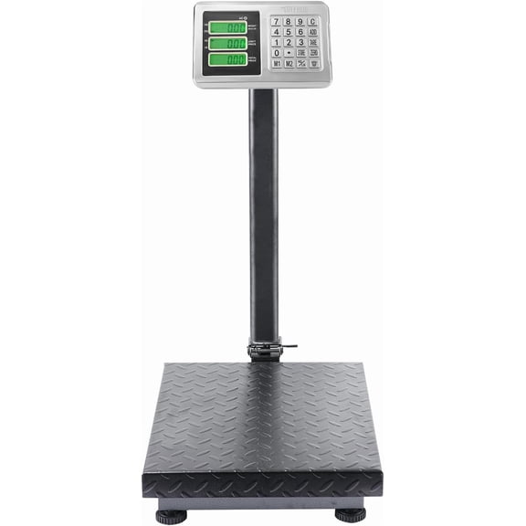661lbs Industrial Commercial Platform Scale,Stainless Steel LCD Display,Digital Floor Heavy Duty,Luggage Package Price Computing Postal Shipping Mailing,Grey