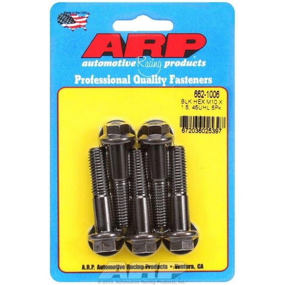 662-1006 10 mm x 1.50 Thread Bolt 45 mm Long 12 mm Hex Head Chromoly - Black Oxide