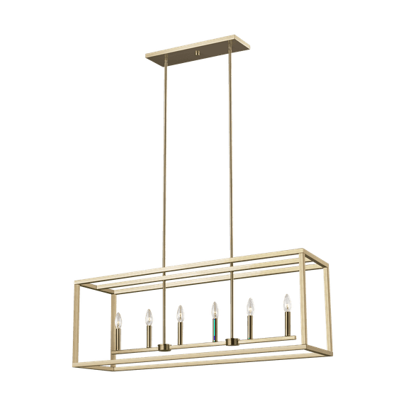 6634506-848-Generation Lighting-Sea Gull Lighting-Moffet Street-6 Light Island-Satin Brass Finish-Incandescent Lamping Type