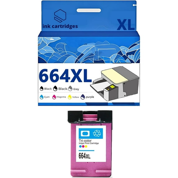 664 664XL Ink Cartridges Compatible for HP 5275 4676 4536 4535 3775 3635 2675 2135 1115 Inkjet Printers, Leak-Proof Design Crisp Printing