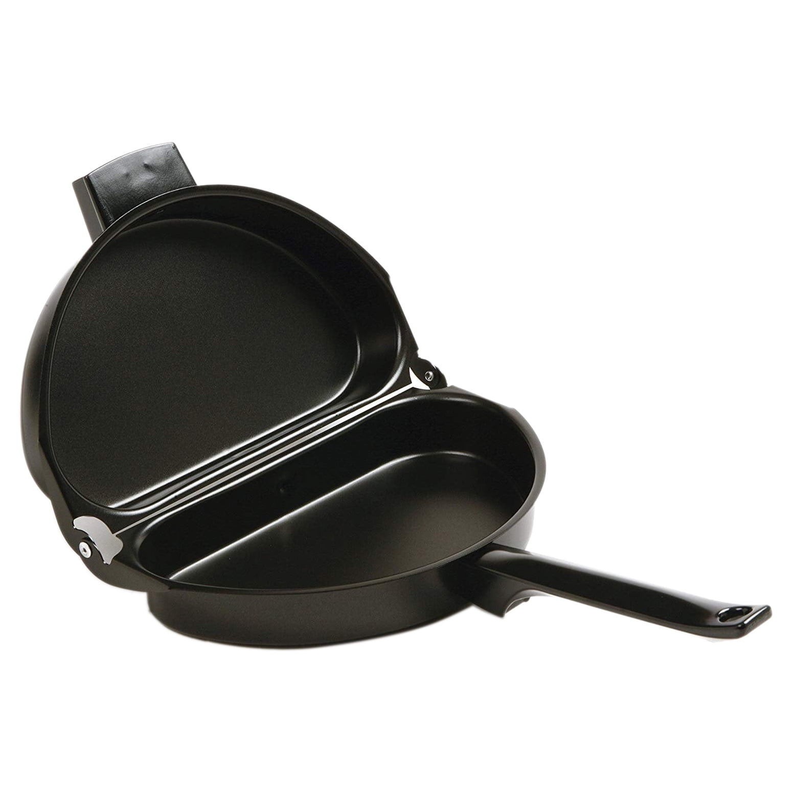 Black Aluminum Non-Stick Folding Omelet Pan with Lid