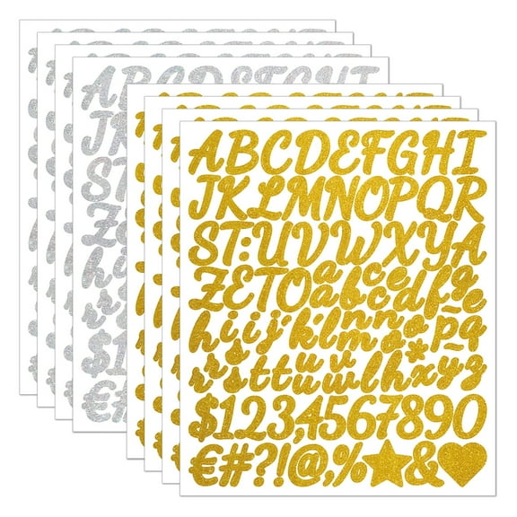 664 PCS Gold Letter Stickers Glitter 8 Sheets Alphabet Number Stickers 1 Inch Vinyl Self Adhesive Stick on Letters for Graduation Cap Scrapbooking Water Bottles Cup Mailbox DIY Crafts Classroom Decor