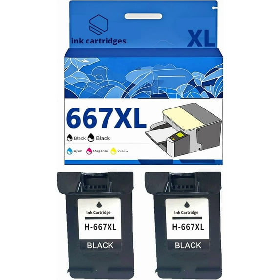 667 667XL Ink Cartridges Compatible for HP 1275 2374 2375 2376 2775 2776 6075 6475 6476 Inkjet Printers, Leak-Proof Design Crisp Printing