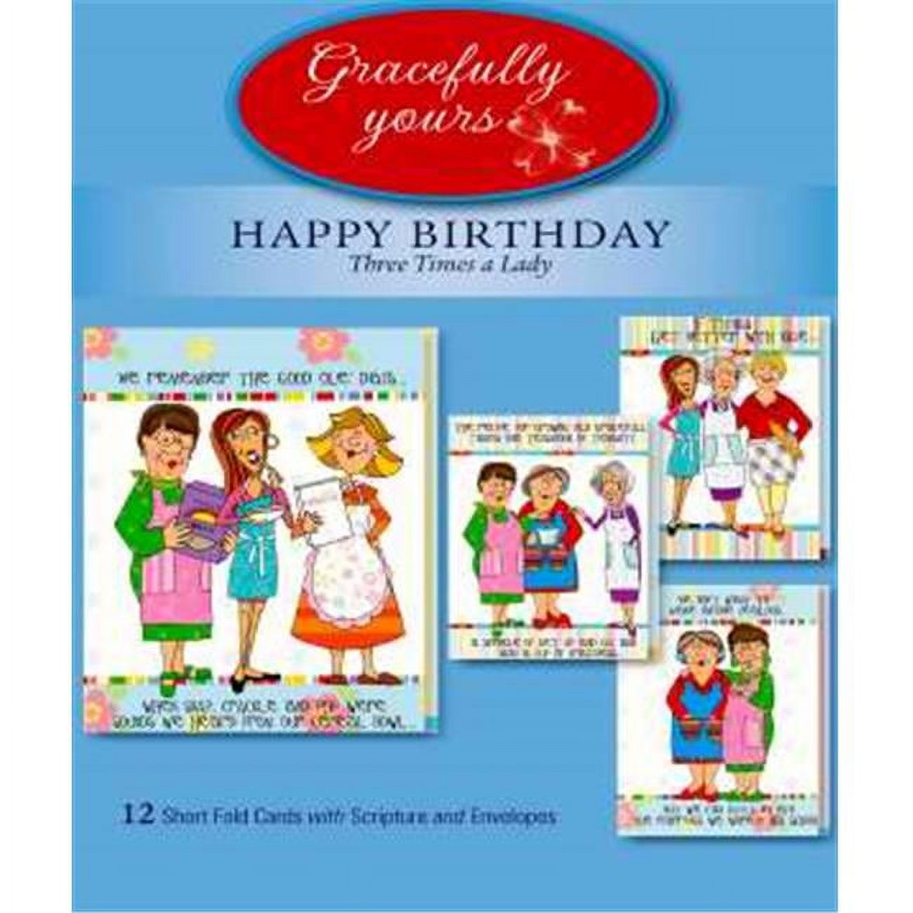 66728 Birthday Three Times A Lady Card - Church Kitchen Ladies No.141, Box of 12